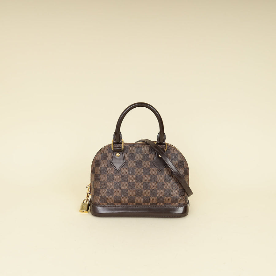 Louis Vuitton Damier Ebene Alma BB Bag W/ A.M Initials