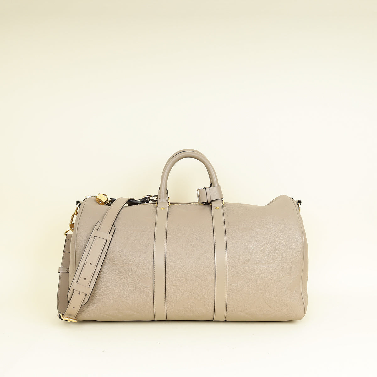 Louis Vuitton Tourterelle Monogram Emperinte Keepall Bandouliere 45 Bag