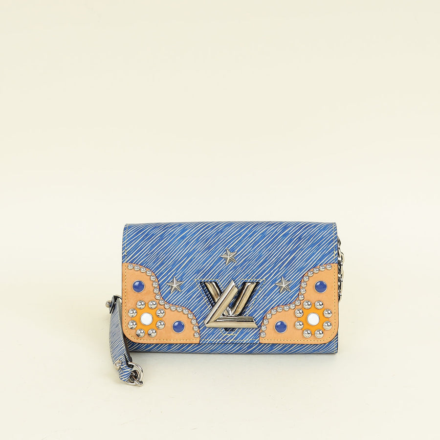 Louis Vuitton Blue Studded Twist Wallet On Chain