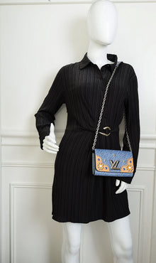 Louis Vuitton Blue Studded Twist Wallet On Chain