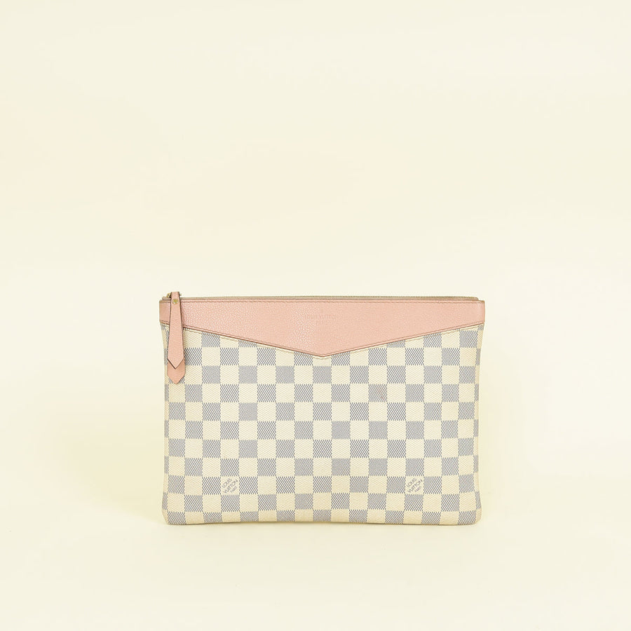 Louis Vuitton Damier Azur Rose Ballerine Cowhide Daily Pouch