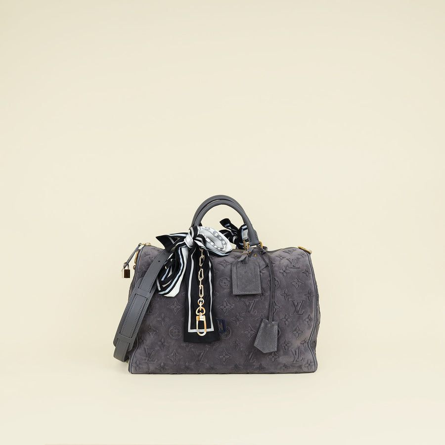 Louis Vuitton Grey Monogram Suede Speedy P9 Bandoulière 40 Bag