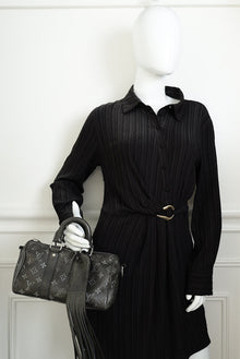 Louis Vuitton Faded Black Brushed Monogram Eclipse Keepall Bandouliere 25 Bag
