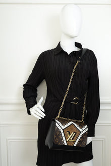 Louis Vuitton Black Veau Satin Monogram Twist MM Bag