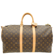 Louis Vuitton Brown Monogram Keepall Bandouliere 45 Bag W/ A.N Initials on Leather Tag