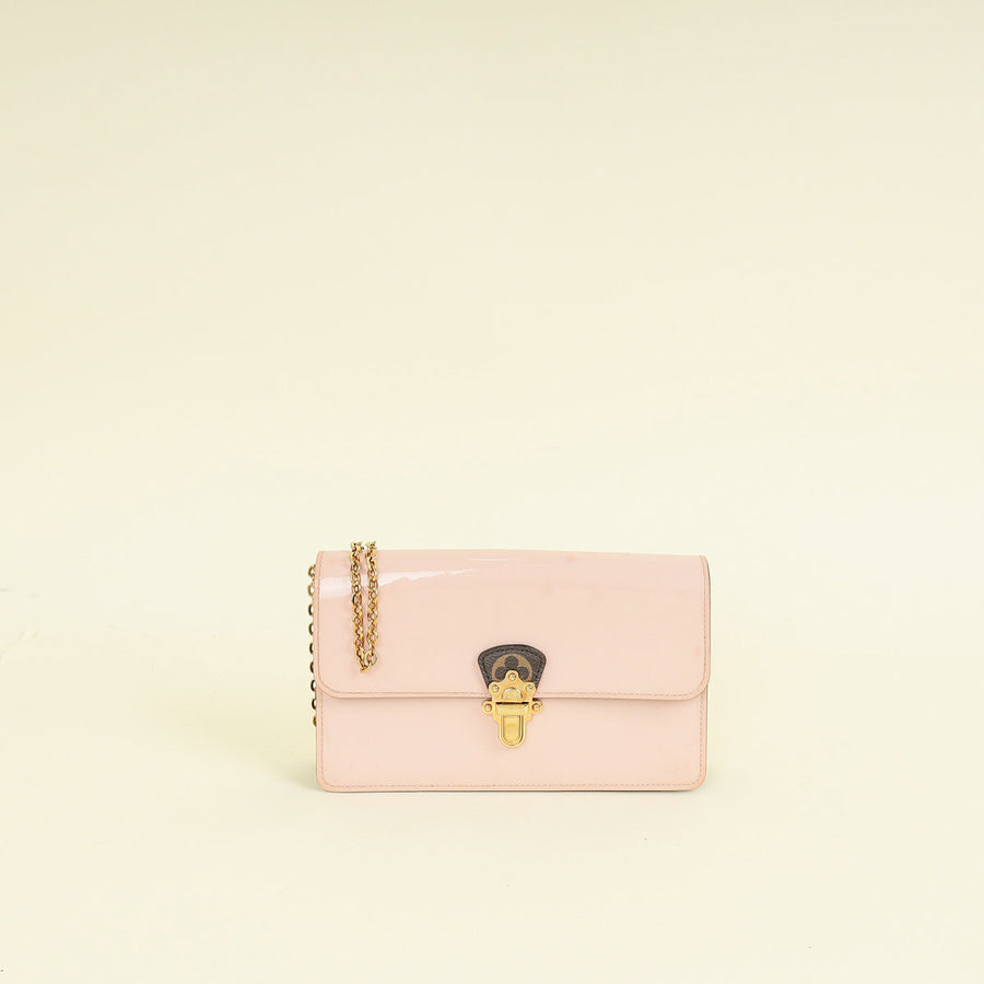 Louis Vuitton Pink Monogram Cherry Wood Chain Wallet