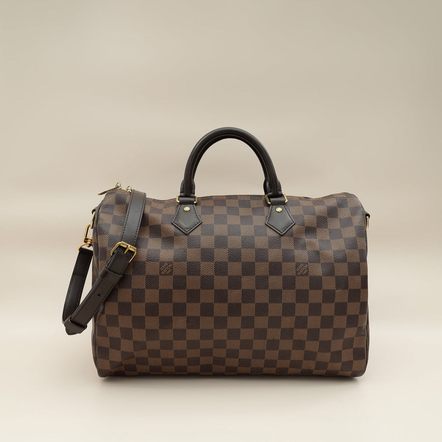 Louis Vuitton Damier Ebene Speedy Bandouliere 35 Bag