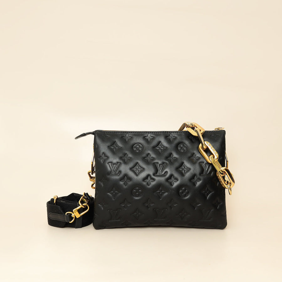 Louis Vuitton Black Monogram Embossed Coussin PM Bag