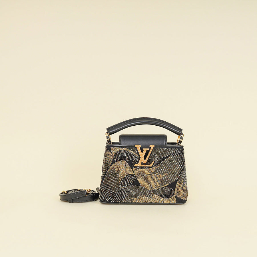 Louis Vuitton Bicolor Satin Beaded Embroidered Cruella Mini Capucines Bag
