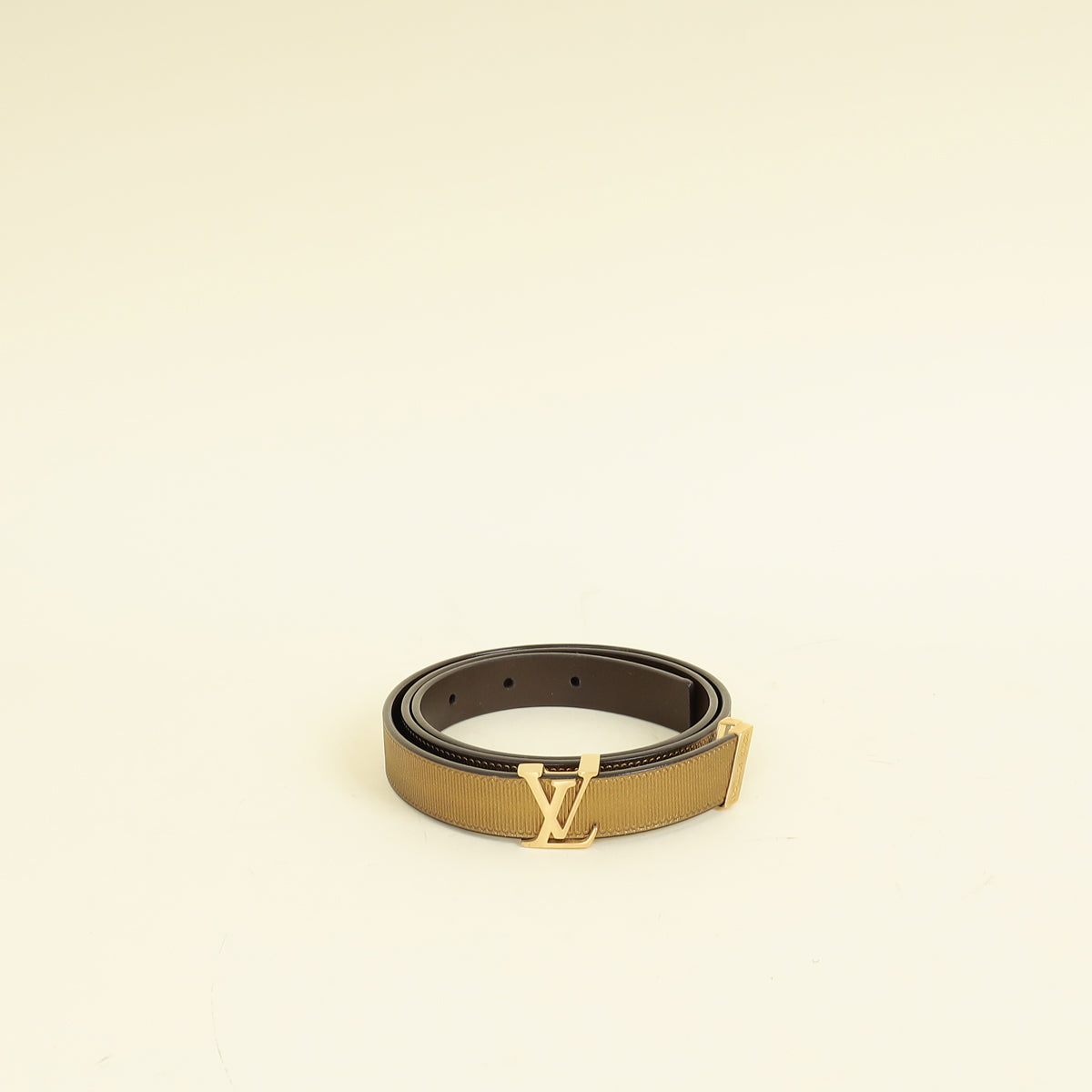 Louis Vuitton Metallic Bronze Initials Buckle 20mm Belt 32