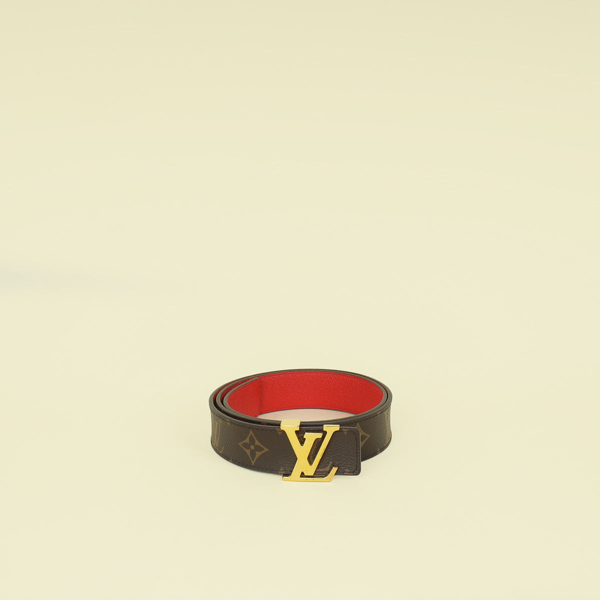 Louis Vuitton Monogram Red Initiales 30mm Reversible Belt 30