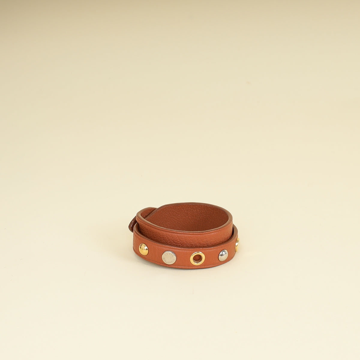 Louis Vuitton Camel Goatskin Spike It Wrap Bracelet