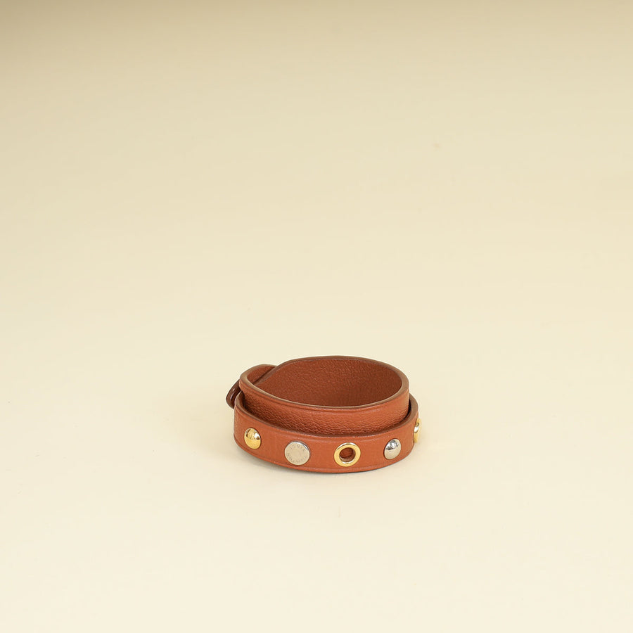 Louis Vuitton Camel Goatskin Spike It Wrap Bracelet