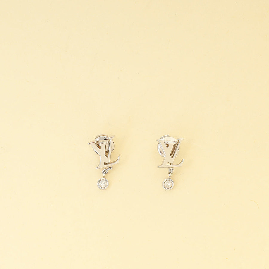 Louis Vuitton 18K White Gold Diamond Idylle Blossom LV Stud Earrings