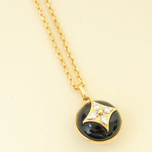 Louis Vuitton 18K Yellow Gold Blossom Medallion Pendant Onyx Diamond Necklace