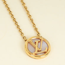 Louis Vuitton Gold Mother of Pearl Circle Logo Pendant Necklace