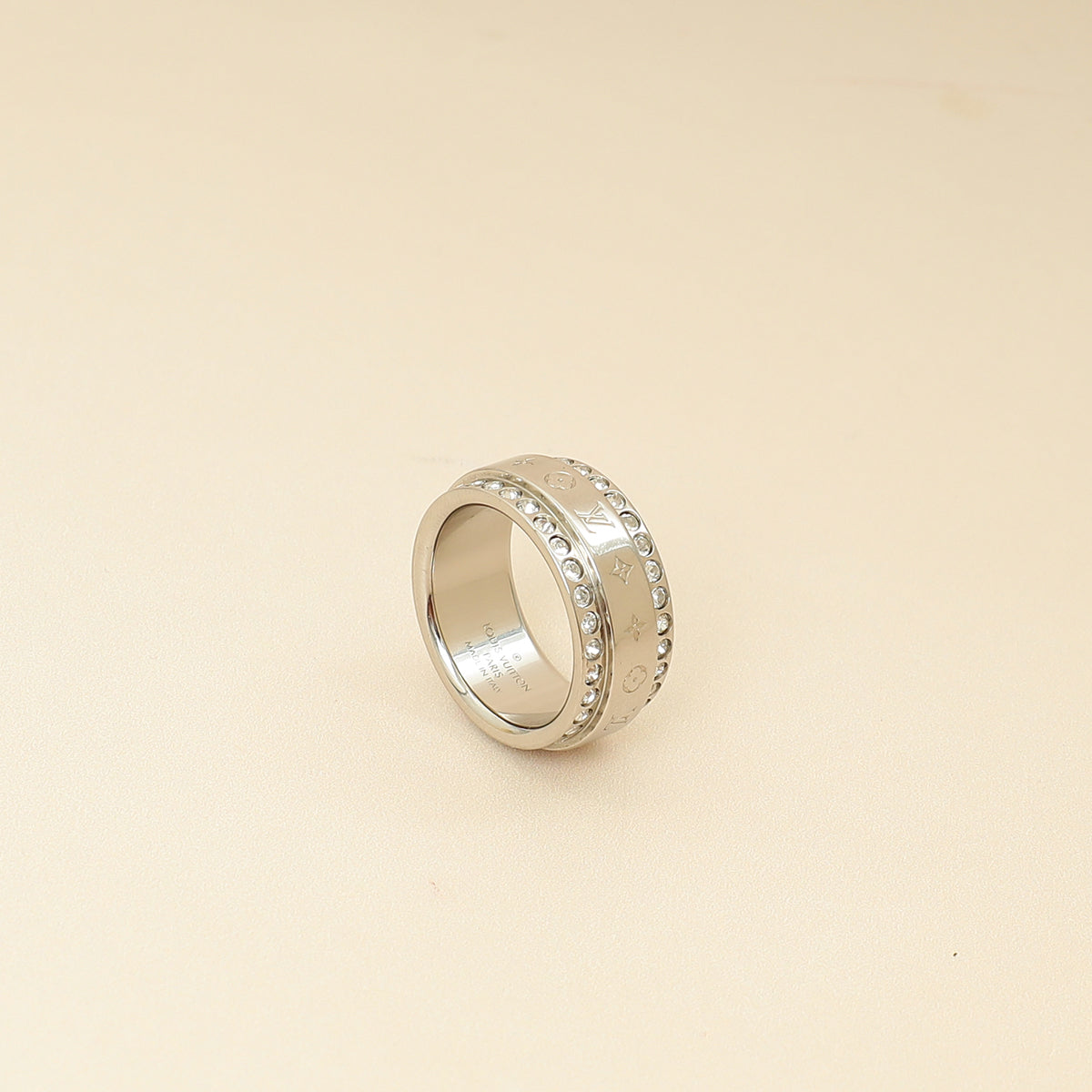 Louis Vuitton Silver Crystal Catch Ring 59