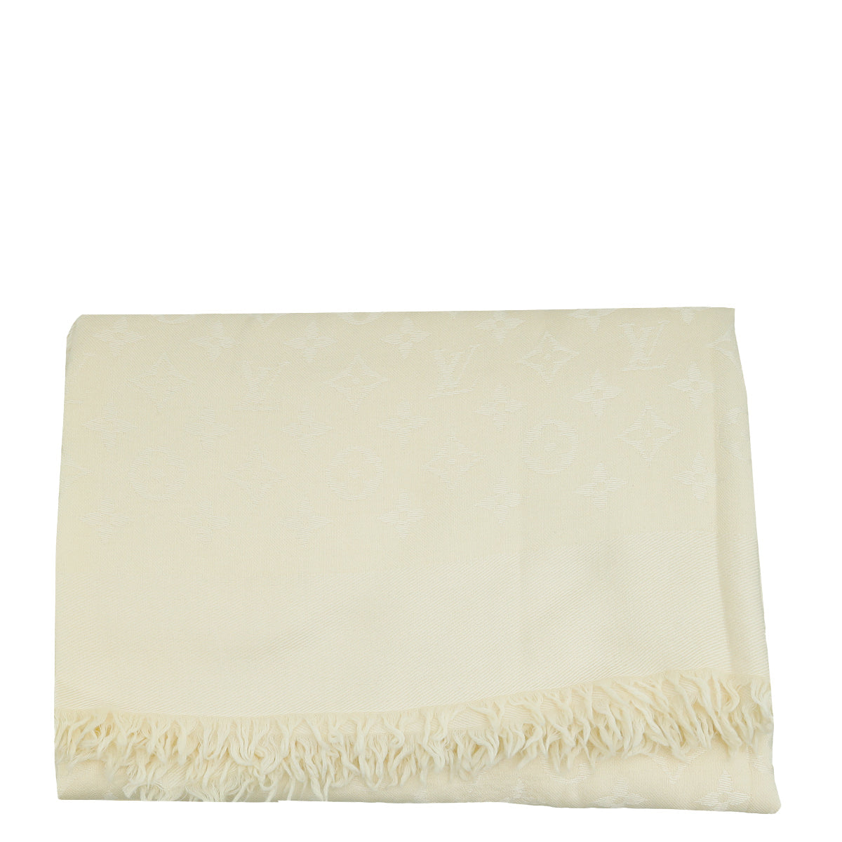 Louis Vuitton Beige Silk Wool Monogram Shawl