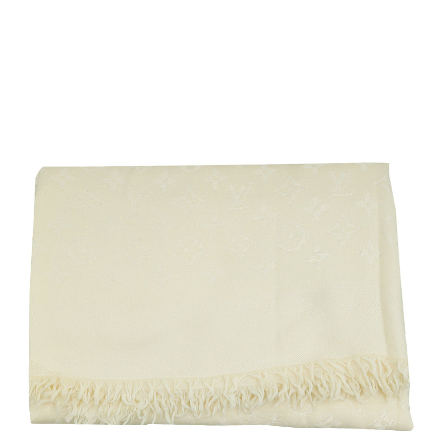 Louis Vuitton Beige Silk Wool Monogram Shawl