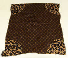 Louis Vuitton Monogram and Leopard Print Silk Square Scarf