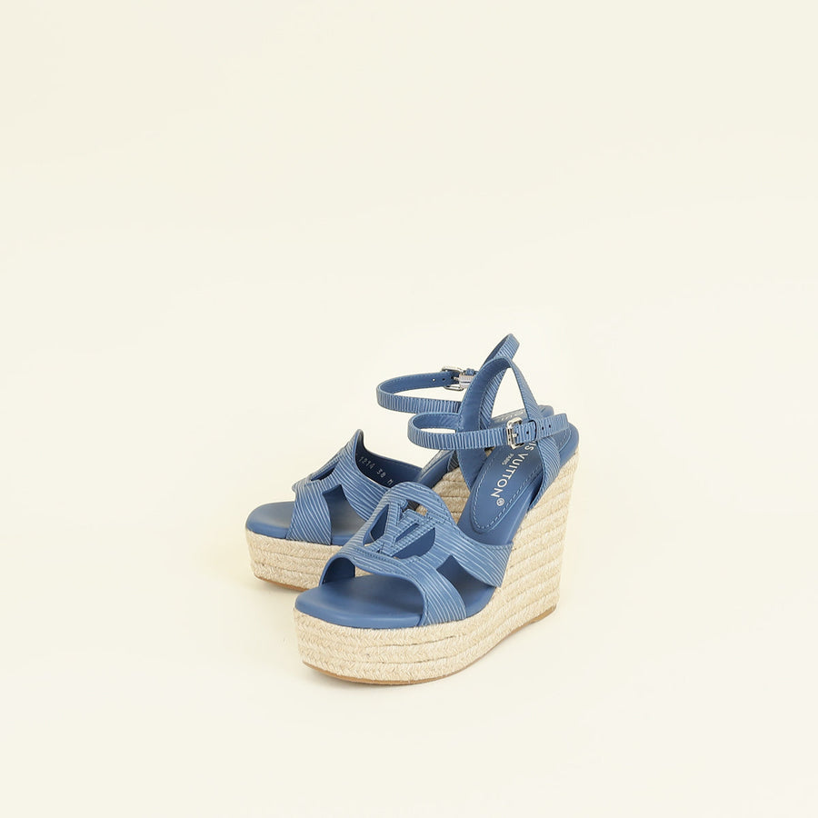 Louis Vuitton Dark Blue Isola Wedge Espadrille Sandal 38