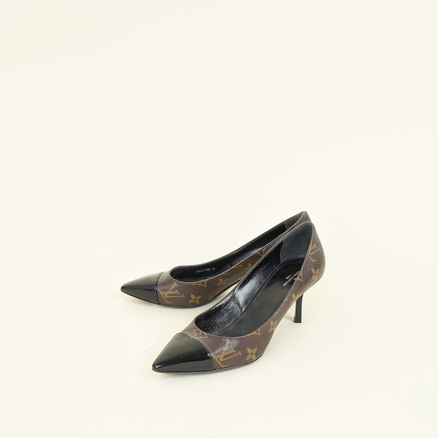 Louis Vuitton Monogram Black Cap Toe Fetish Pump 36.5