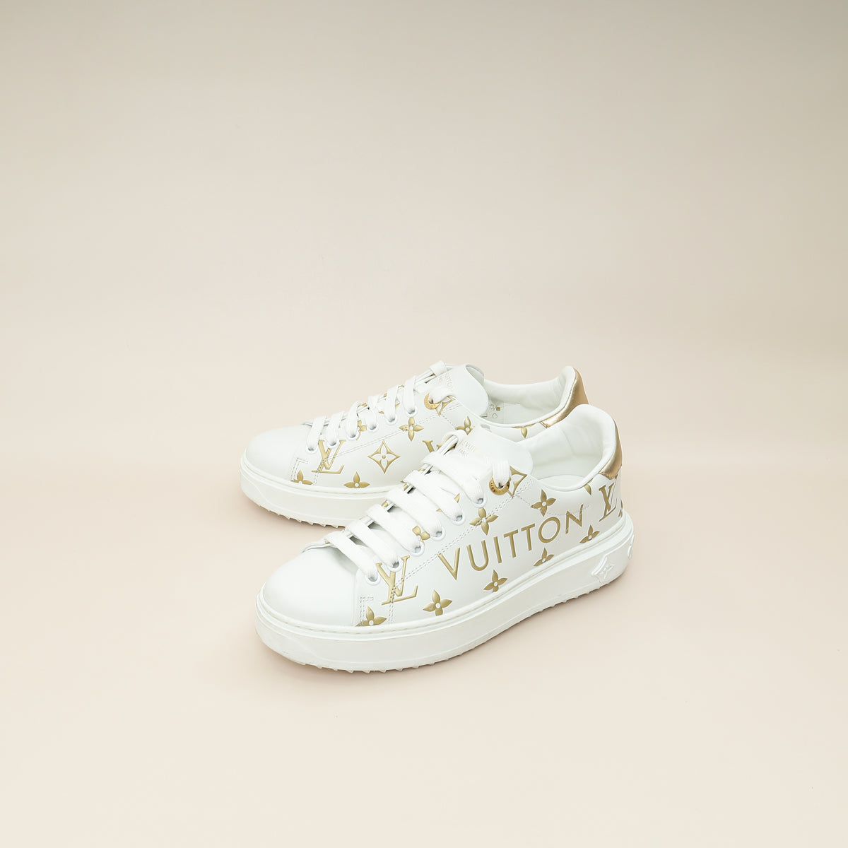 Louis Vuitton Bicolor Monogram Embossed Time Out Sneaker 37