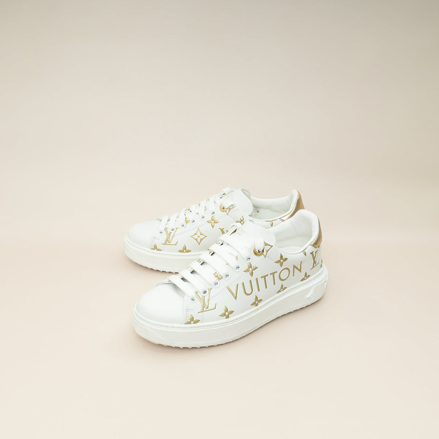 Louis Vuitton Bicolor Monogram Embossed Time Out Sneaker 37