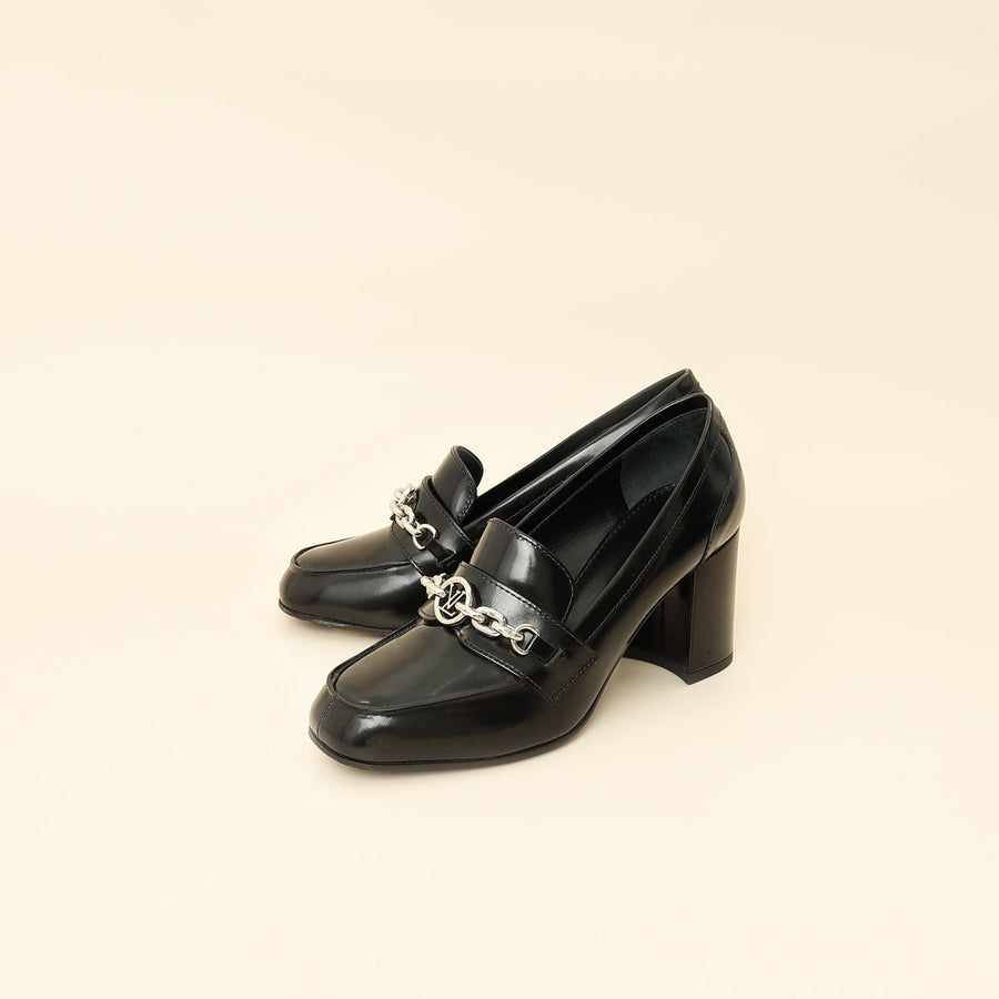 Louis Vuitton Black Chain Heel Loafer 38