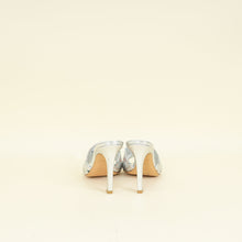 Louis Vuitton Metallic Silver Monogram Embossed Revival Mules 38