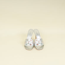 Louis Vuitton Metallic Silver Monogram Embossed Revival Mules 38