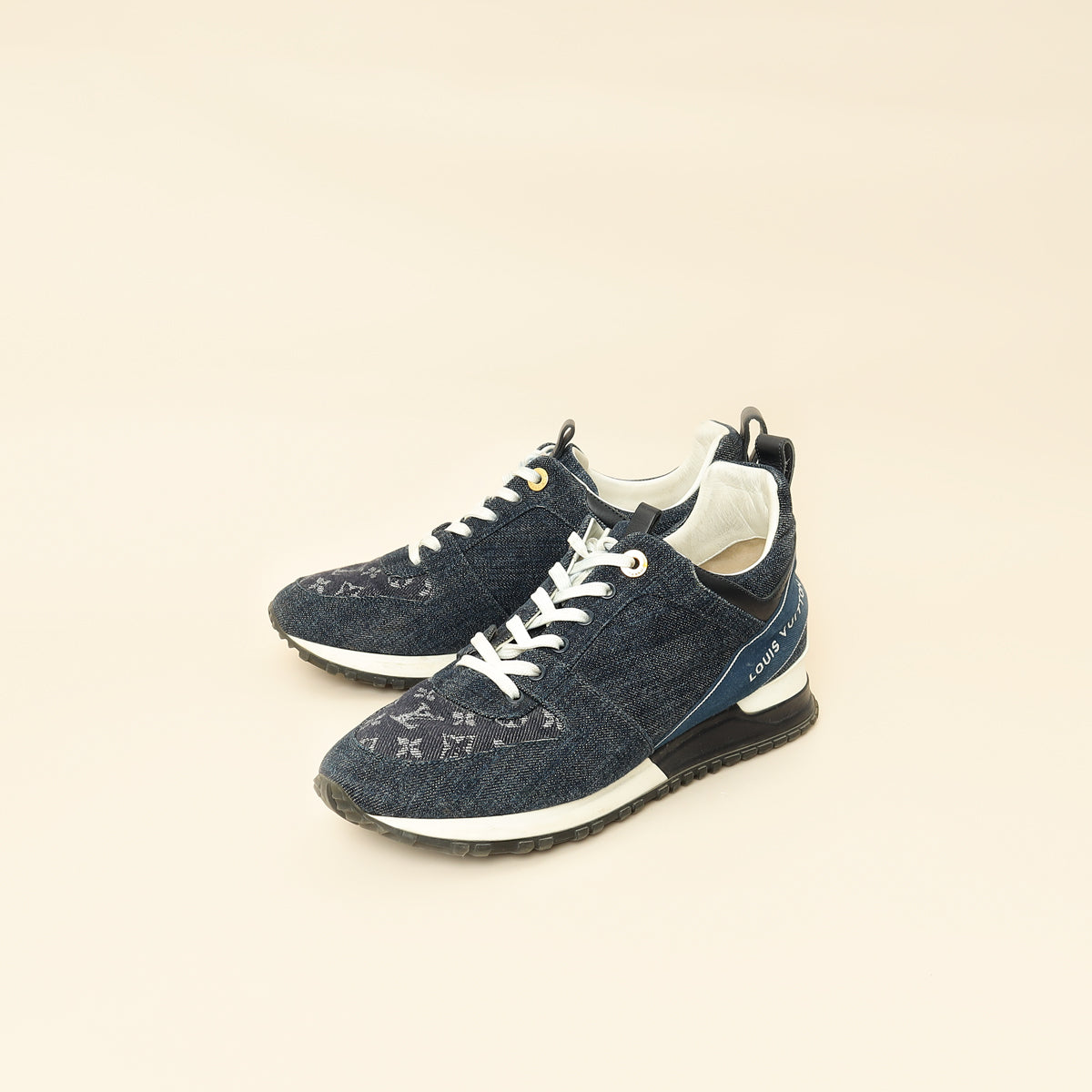 Louis Vuitton Navy Blue Monogram Denim Run Away Sneaker 39