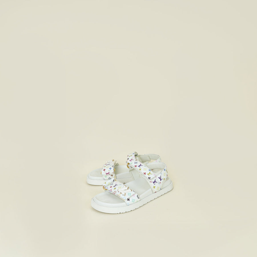 Louis Vuitton White Multicolor x TM LV Sunset Flat Comfort Sandal 37