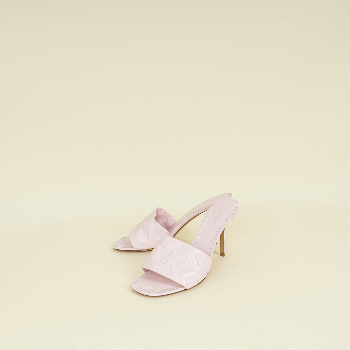 Louis Vuitton Light Pink Monogram Embossed Revival Mules 38