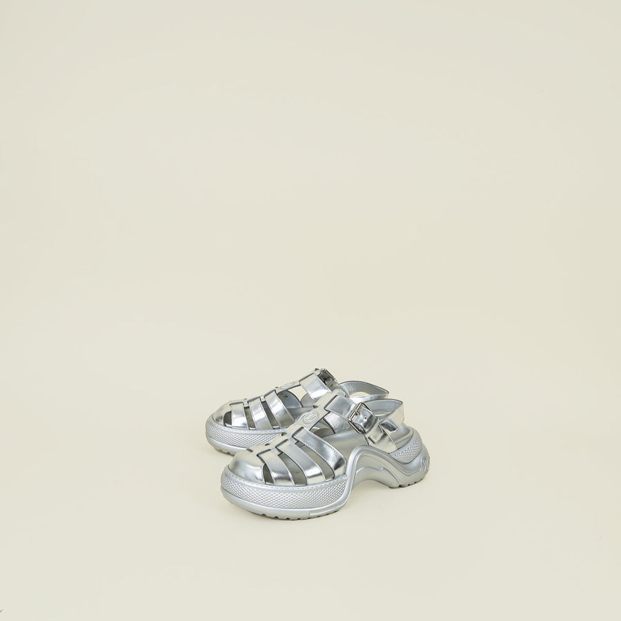 Louis Vuitton Metallic Silver Archlight 1.0 Line Roman Sandal 39
