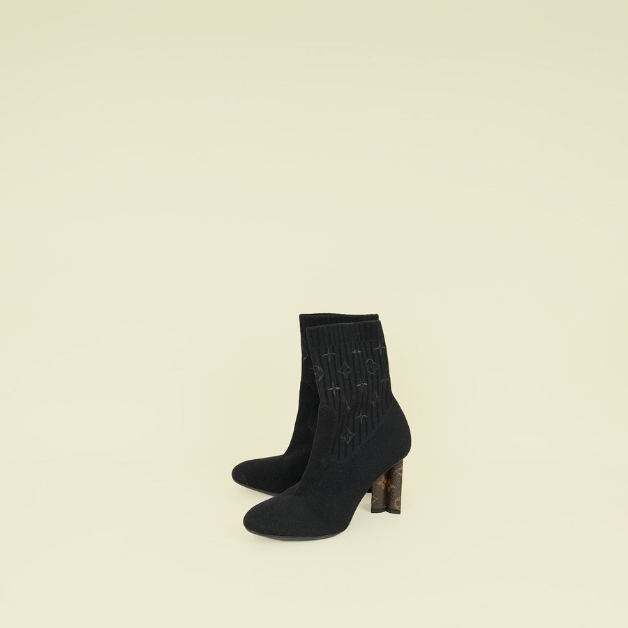 Louis Vuitton Black Monogram Silhouette Ankle Boots 39