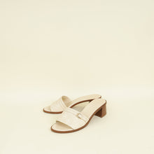 Louis Vuitton Cream Monogram Empreinte Lockit Mules 40