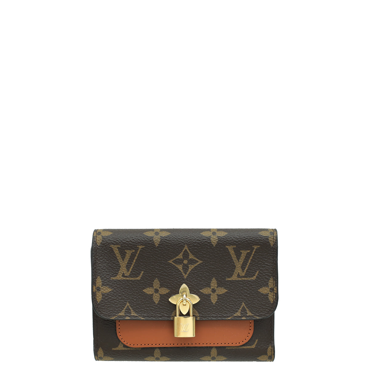 Louis Vuitton Monogram Caramel Flower Lock Compact Wallet