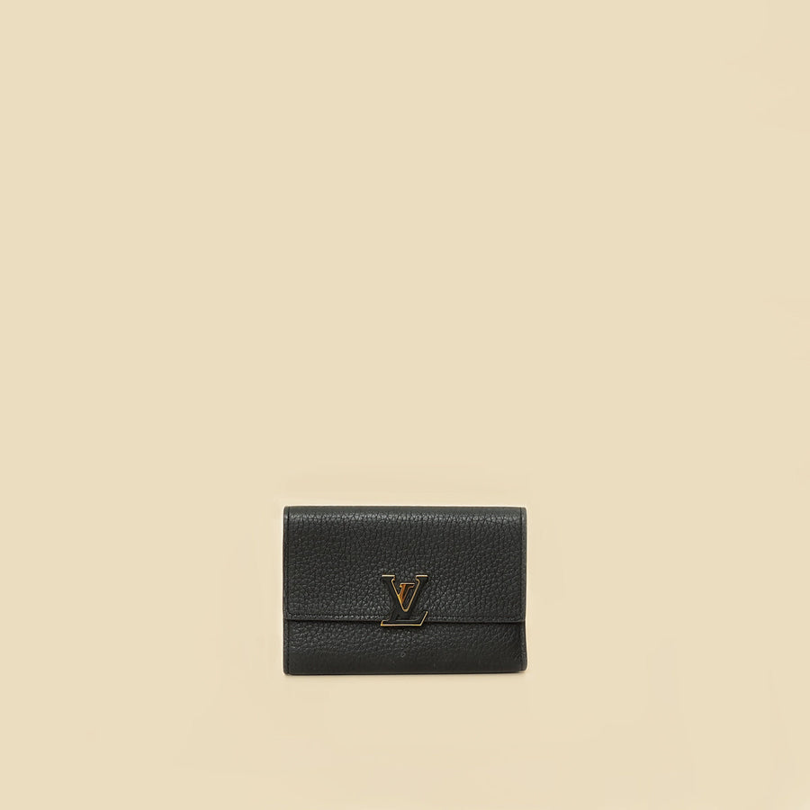 Louis Vuitton Black Capucines Compact Wallet