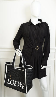 Loewe Bicolor Raffia Large LOEWE Font Tote Bag