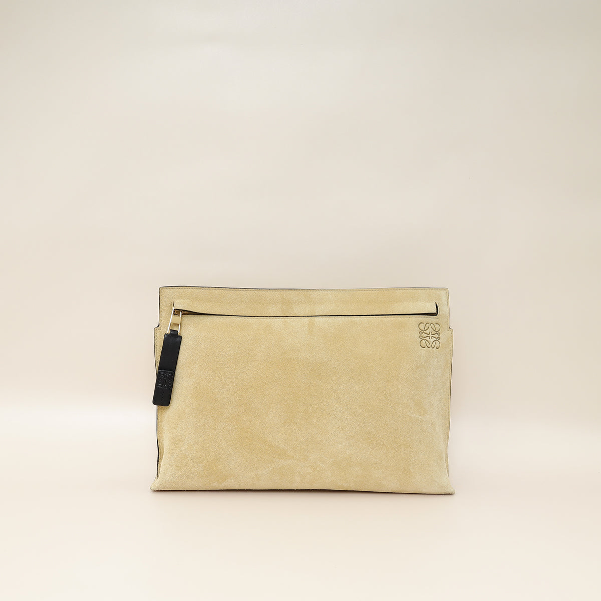 Loewe Beige Suede Large T Pouch