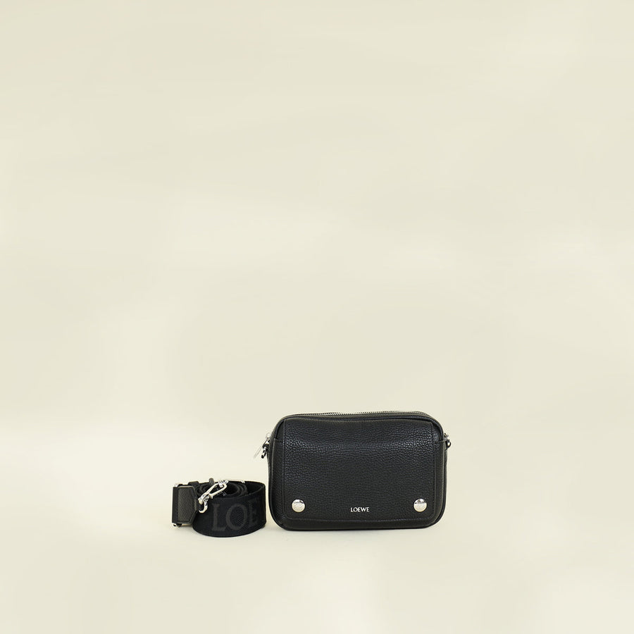 Loewe Black Flap Zip Small Messenger Bag