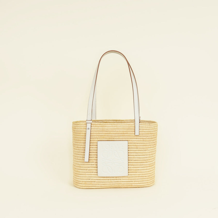 Loewe Bicolor Small Square Basket Raffia Bag