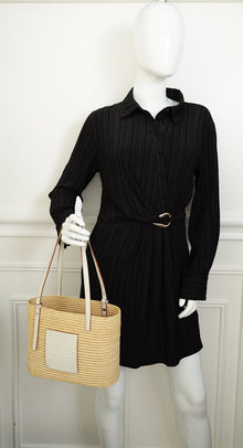Loewe Bicolor Small Square Basket Raffia Bag