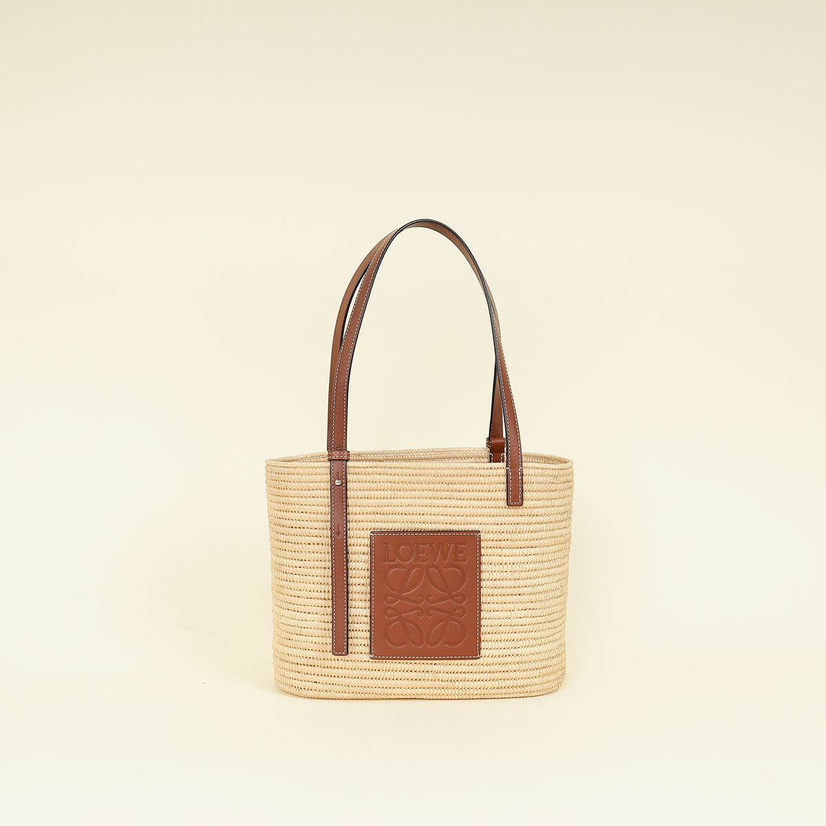 Loewe Bicolor Small Square Basket Raffia Bag