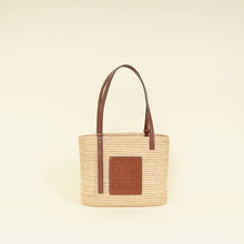 Loewe Bicolor Small Square Basket Raffia Bag