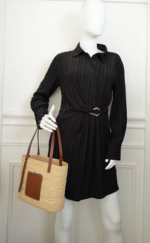 Loewe Bicolor Small Square Basket Raffia Bag