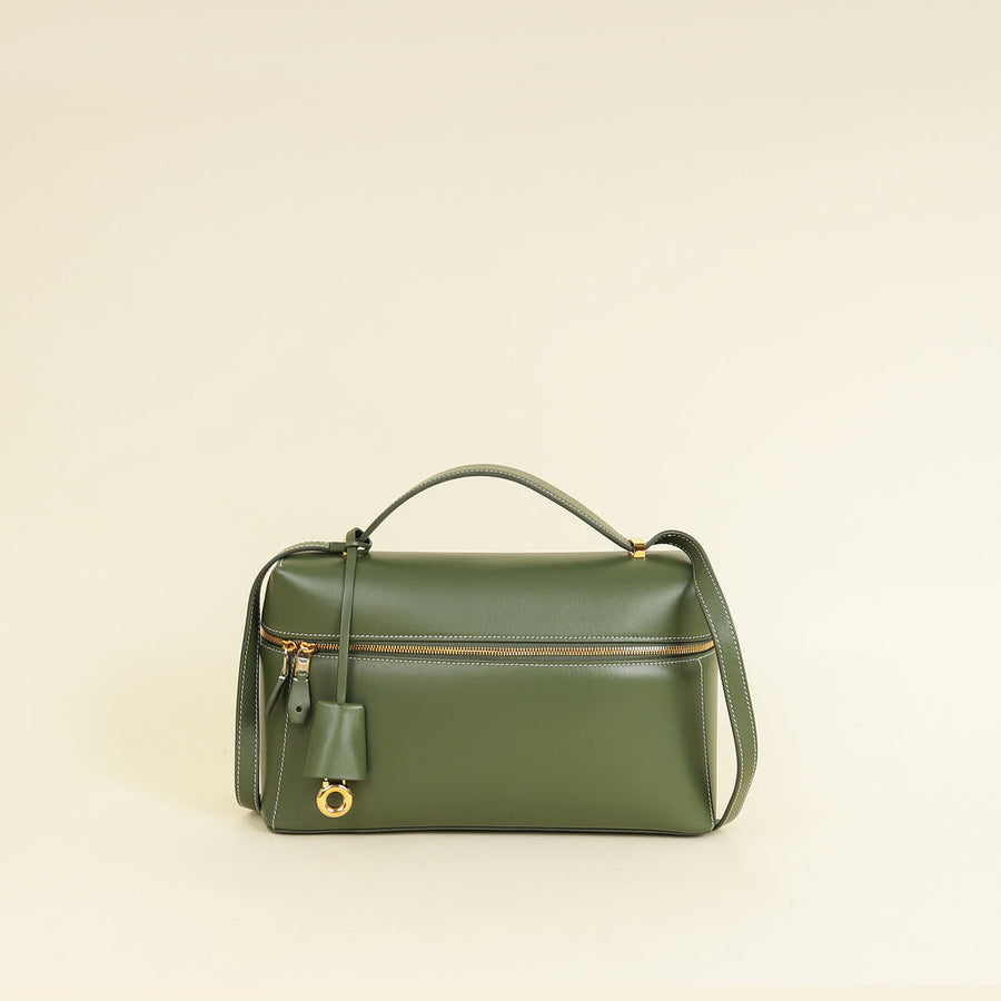 Loro Piana Dark Lichen Green Extra L27 Saddle Bag