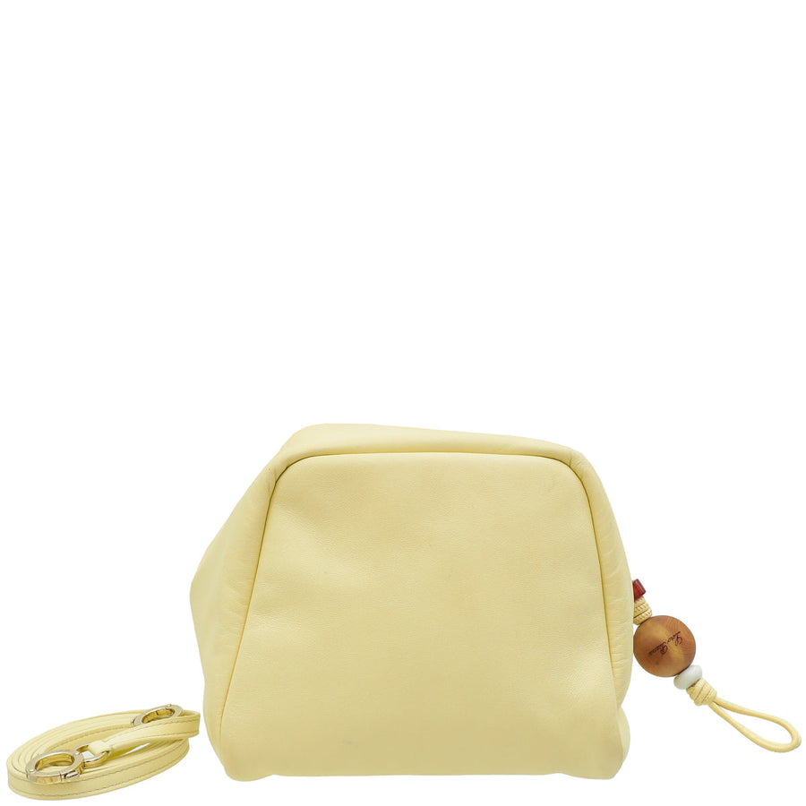 Loro Piana Cream Puffy Pouch Clutch Bag