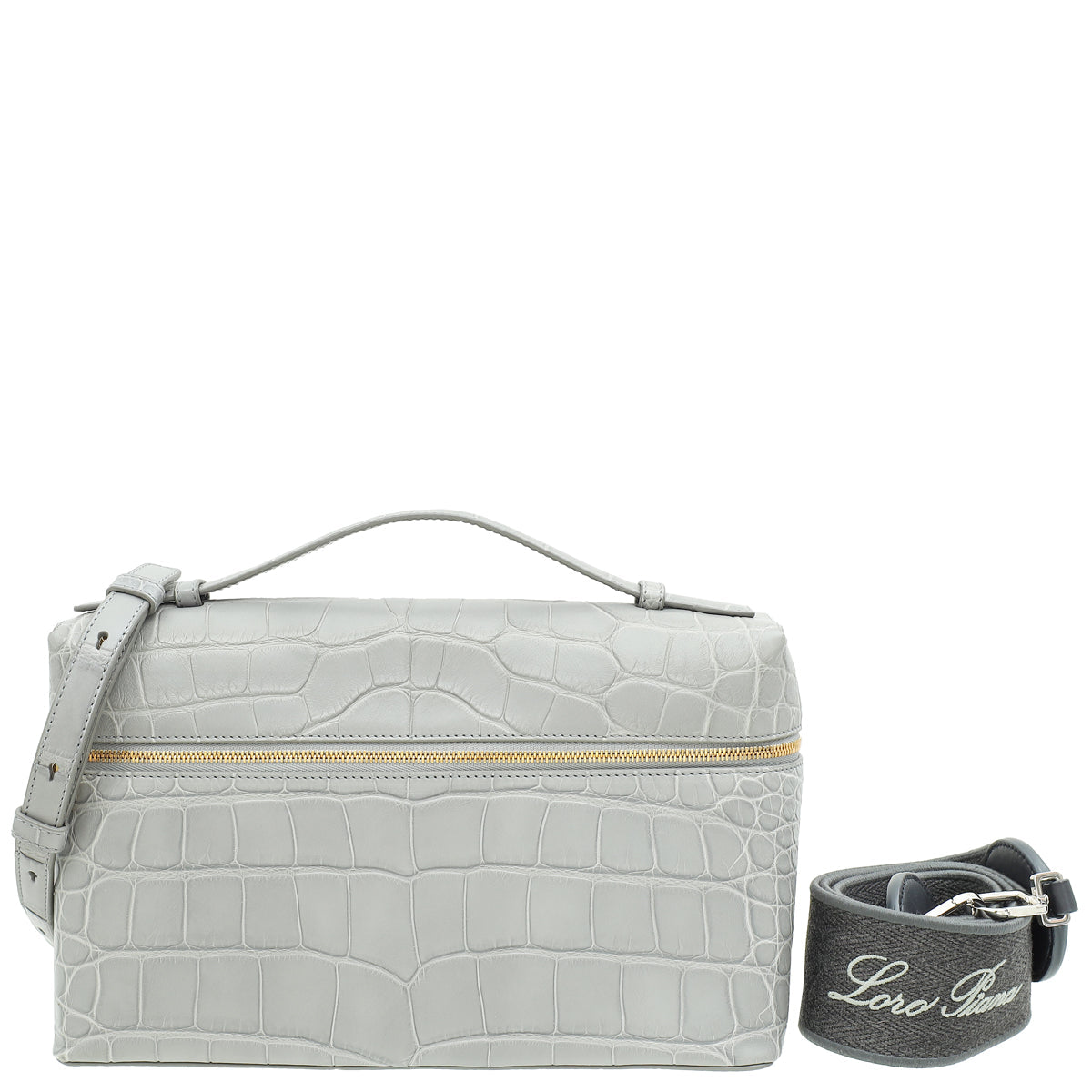 Loro Piana Eucalyptus Gray Soft Matte Alligator Extra Pocket Bag